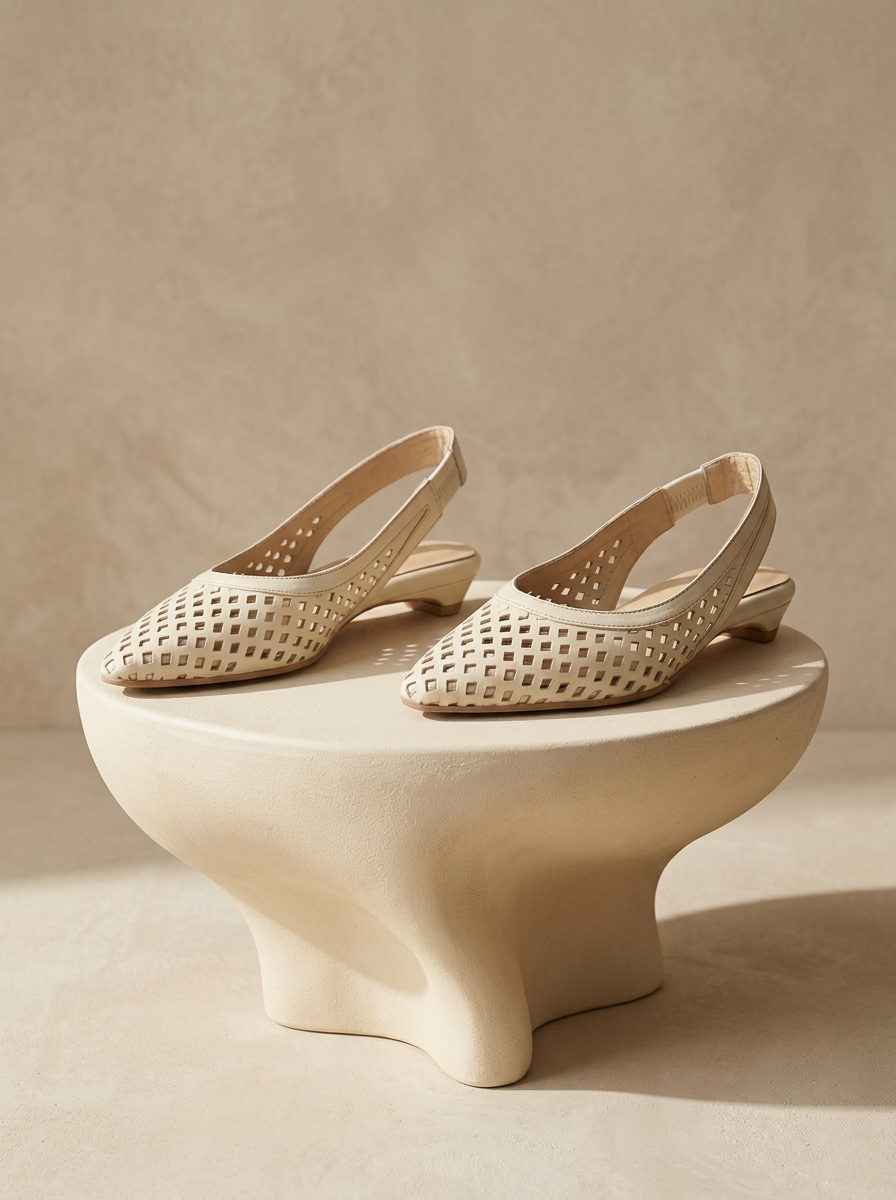 RUKA RIVA koleksiyonu — perfore deri slingback